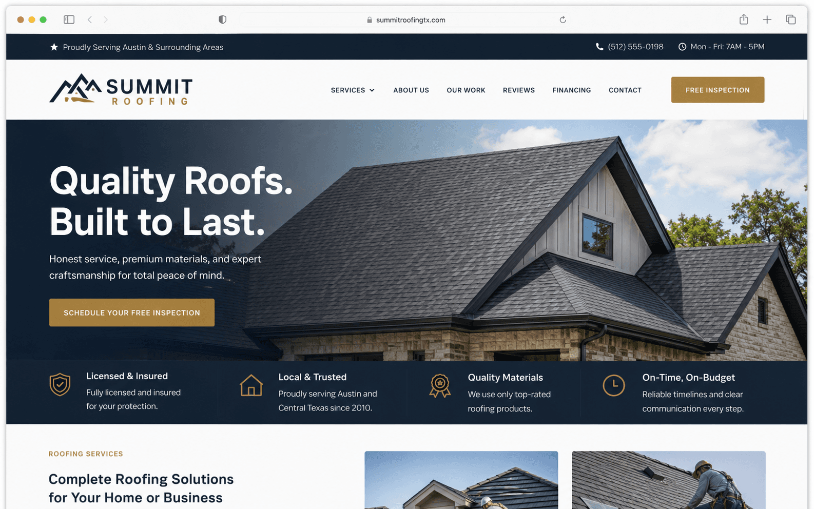 Roofing estimate website